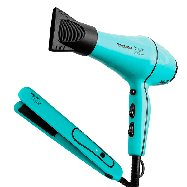 Kit Secador 2000w e Chapa Style Azul